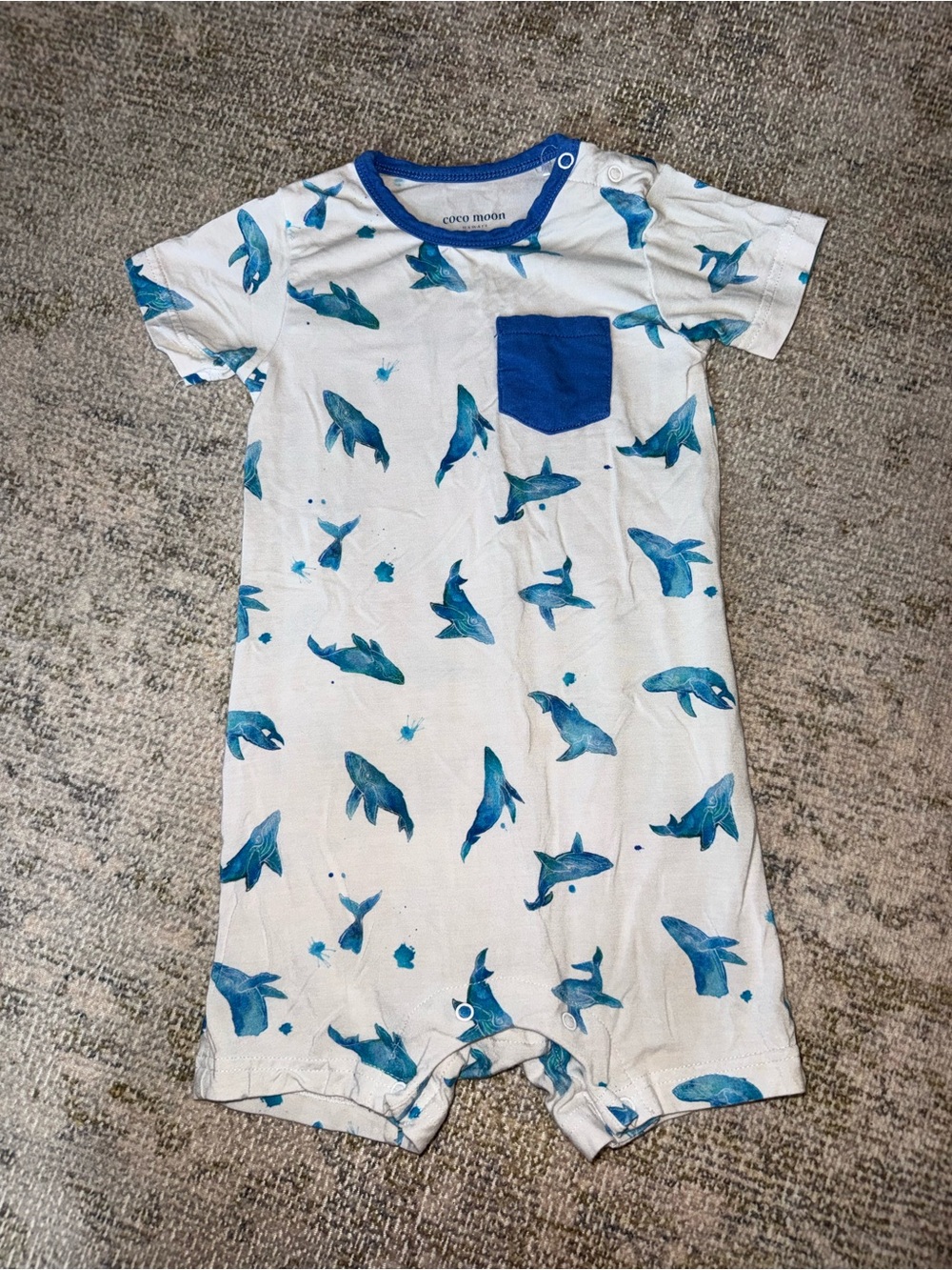 Carter's Blue Shark Pocket Short-Sleeve Romper